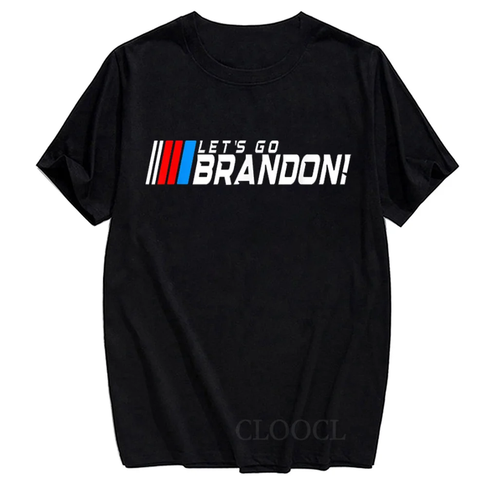 

CLOOCL Lets Go Brandon Funny 100% Cotton T-Shirt 3D Print Casual Short Sleeve Cotton Black Tees Round Neck Tops Drop Shipping