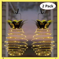 induction solar energy pineapple lamp iron lantern led copper string light outdoor waterproof garden decorative lamp 2 pack