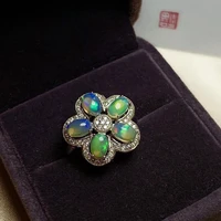 natural opal gemstone fashion flower rings for women real 925 sterling silver charm fine wedding jewelry