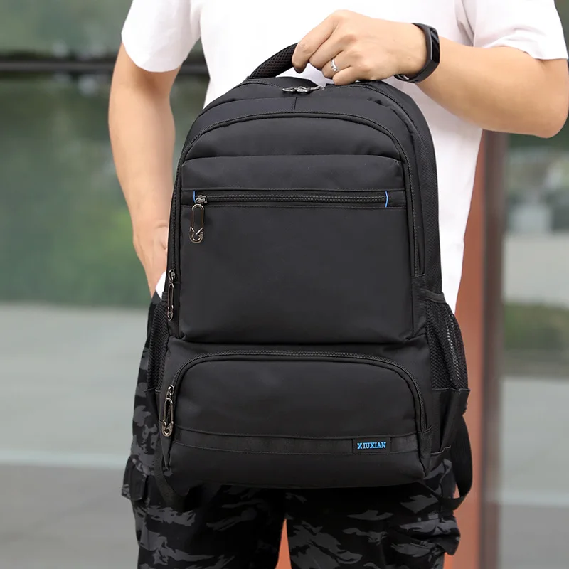 Мужской нейлоновый рюкзак для отдыха в студенческом стиле черный ноутбука 15 6