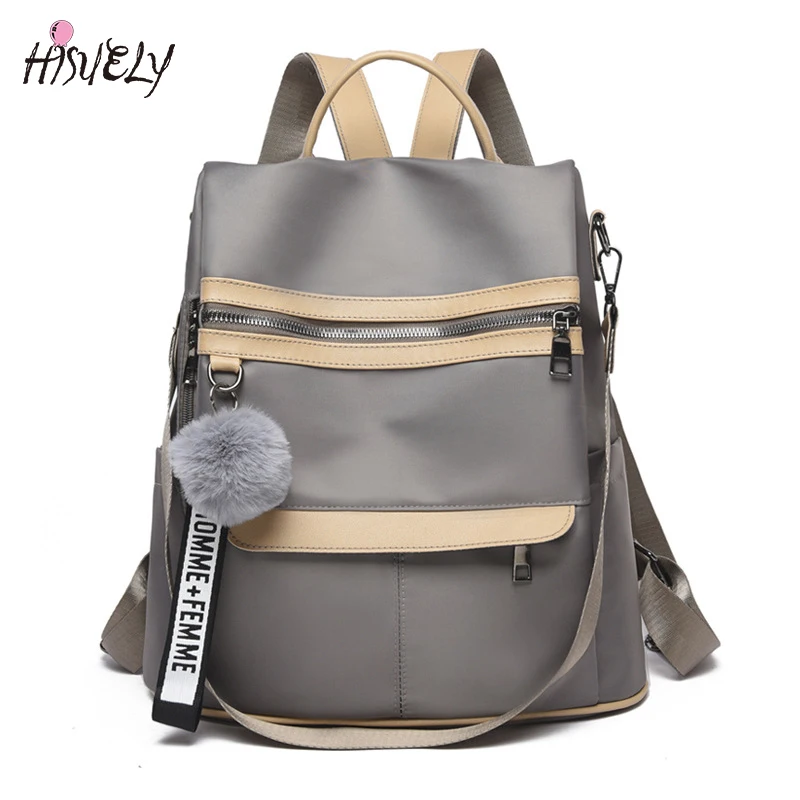 

HISUELY New Fashion Hairball Women PU Leather Travel Backpack High Quality School Bag for Girl Shoulder Bag Sac Feminina BG912B