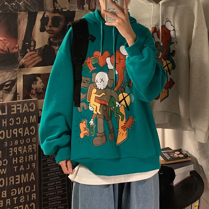 

sweatshirtins women's fashion brand cute hooded sweater men and women trend loose wild plus velvet thick coat hooded sweater Y2K