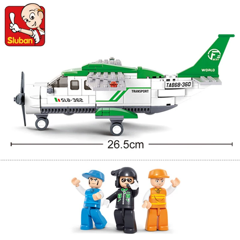 

SLUBAN City Aviation Small Private Transport Aircraft Airplane MOC Figures Building Blocks Bricks Classic Model Toys For Kids