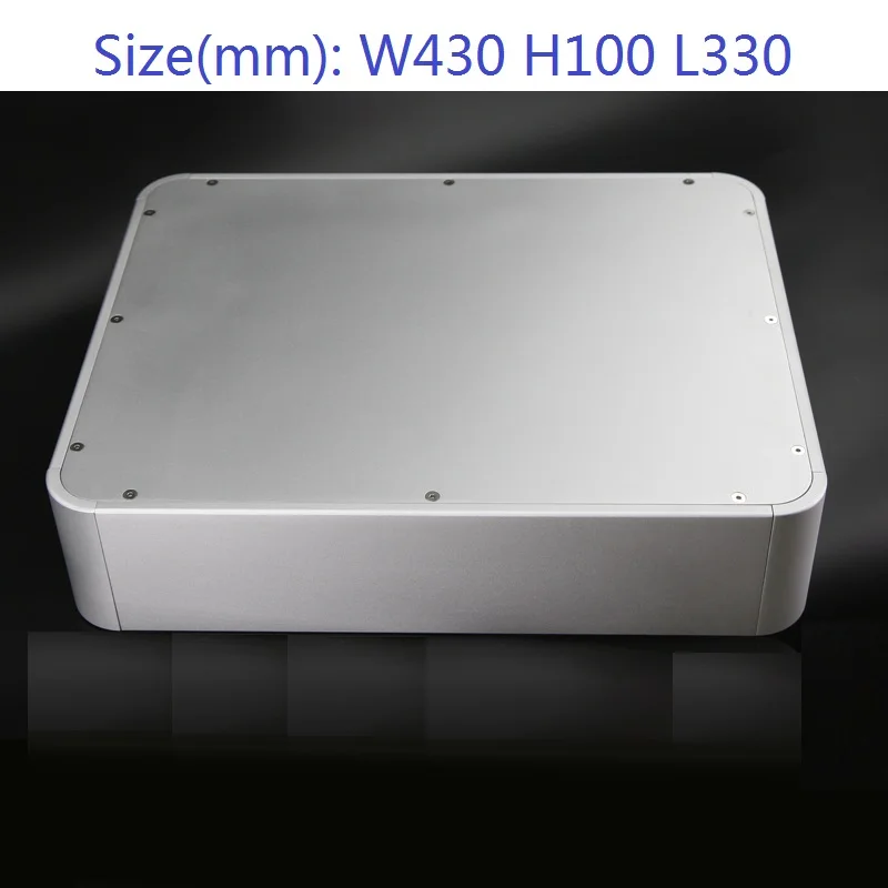W430 H100 L330 серебристый алюминиевый корпус Усилитель чехол преамп кожух ЦАП коробка