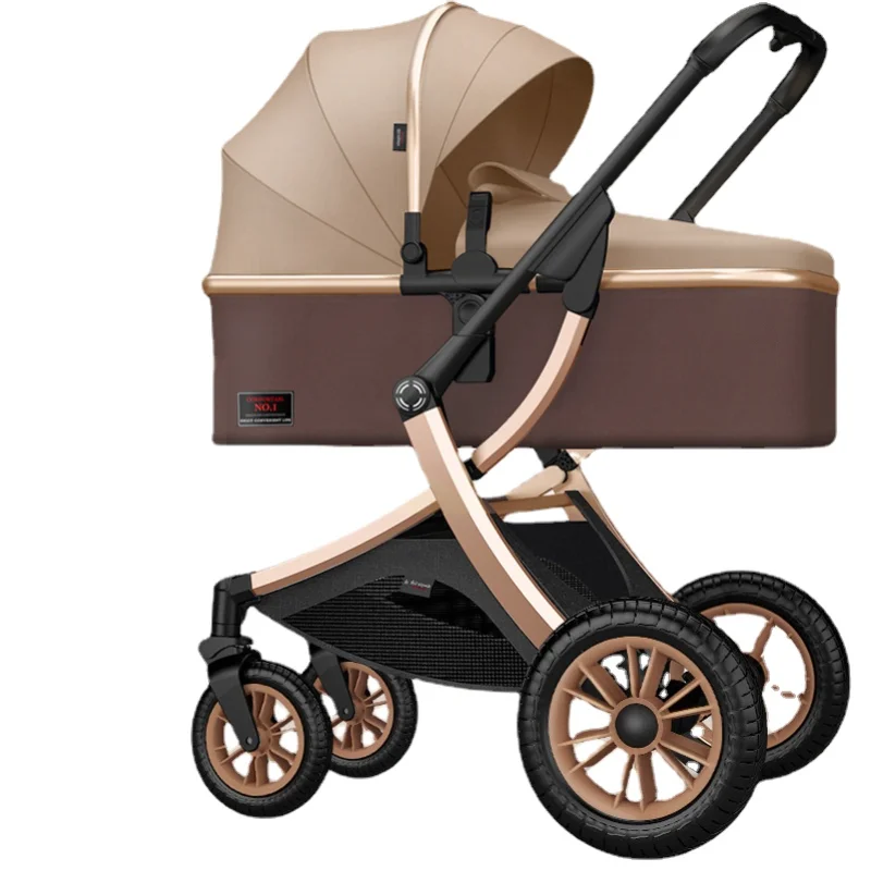 High Landscape Baby Stroller Can Sit, Reclining, Two-way Shock Absorber, Lightweight Folding Newborn Child Baby Stroller