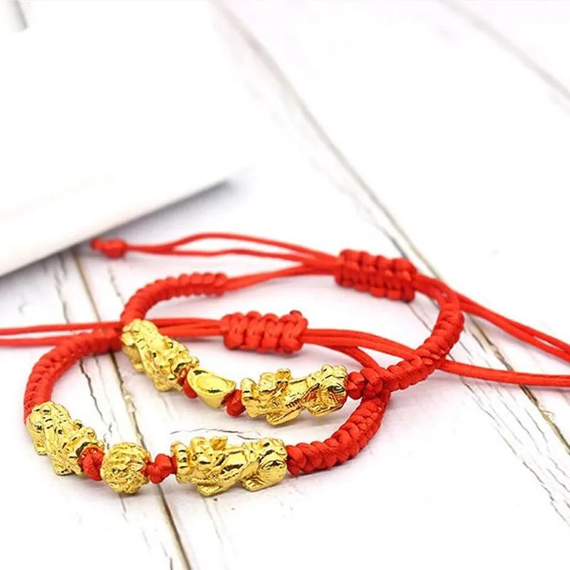 

New Double Red String Bracelet For Women Men Feng Shui Bracelet Luck Wealth Buddha Adjustable Drawstring Bracelet Unisex