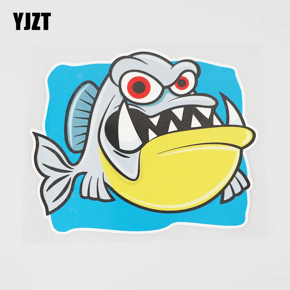 

YJZT 15.5CMX12.7CM Ferocious Fish Car Sticker Individualization Pvc Decal Decorate 6A-0284
