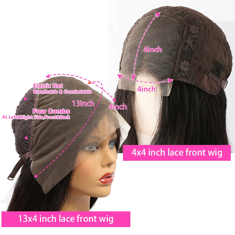 Парик из человеческих волос с кутикулой звеньев 4X4 парики на шнуровке спереди для