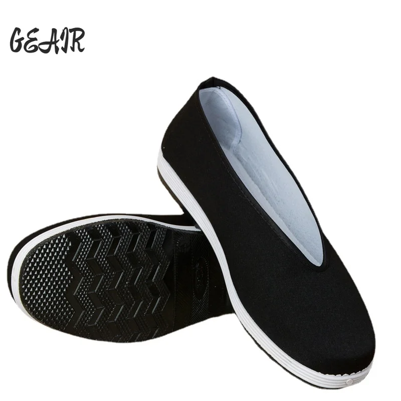 Туфли мужские повседневные из 100% хлопка, обувь для выступлений, на платформе, для среднего и пожилого возраста, черные, Размеры 35-47