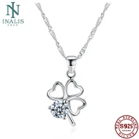 inalis authentic 925 sterling silver romantic heart shape necklace women jewelry sparking cubic zircon pendant necklace making