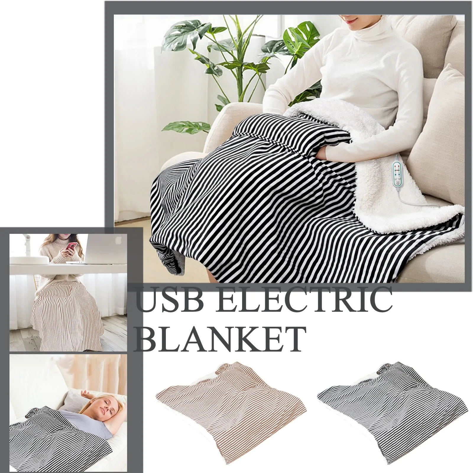 Зимняя шаль с подогревом от USB, трехступенчатая Регулировка полосы, электрическое фланелевое одеяло, мягкая подушка с подогревом, коврик дл...