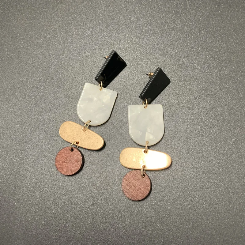 Женские минималистичные серьги ZA висячие из дерева и акрила с уксусной кислотой