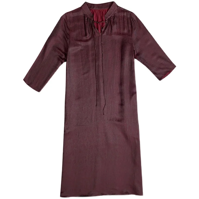 

2021 Spring Loose Print 4XL Plus Size Silk Satin Dresses Autumn Women Vintage Elegant Casual Midi Dresses Bodycon Party Vestidos