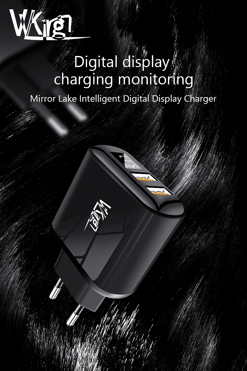 VVKing 2 USB зарядное устройство Quick Charge 3,0 18 Вт быстрое зарядное устройство HD Smart display EU Разъем для iPhone X samsung Xiaomi huawei QC3.0 зарядное устройство