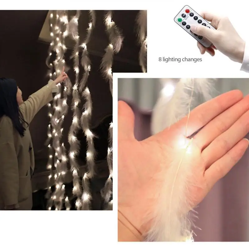 

3m Christmas Decoration Curtain String feather LED String Lights Flashing Lights Curtain Light Waterproof Outdoor Party Lights