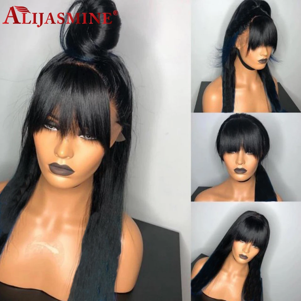 Перуанские Волосы Remy 13x6 глубокая часть кружева фронта человеческих волос парики с челкой предварительно сорванные 13x4 прямые парики с волосами младенца