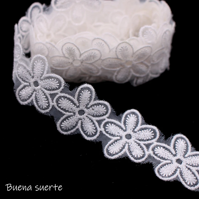 2 ярда/партия ширина 3 см 66 шт. полиэстер цветы кружево белая лента сделай сам