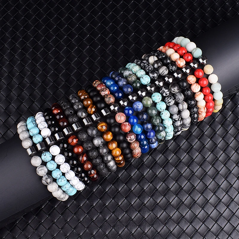 

2022 Fashion Natural Energy Stone Bracelets Men Women Cylinder Hematite Beaded Braslet Charm Jewelry Accessories Yoga Braclet