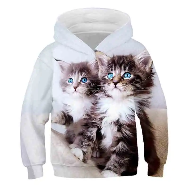 

XINYOU Musim Gugur Dua Kucing 3D Bayi Laki-laki Pakaian Cute Kucing Hoodies untuk Anak Perempuan Remaja Kaus Pullover Anak-anak