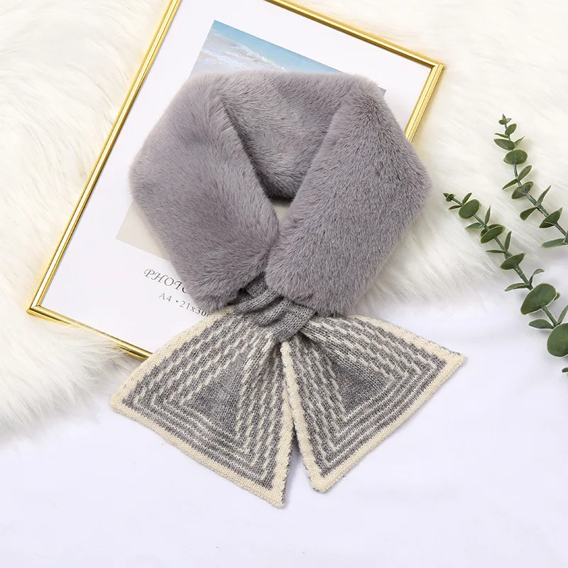 

Новинка 2021, Осенний воротник из искусственного меха, теплые шарфы для шеи для женщин, зимний модный вязаный крючком шарф из твида, женский пл...