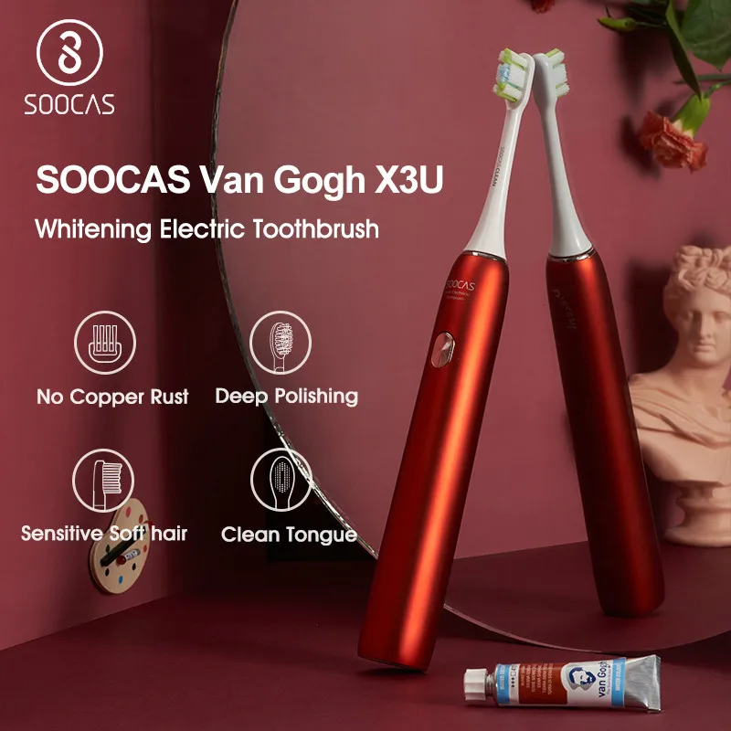 

For Xiaomi SOOCAS X3U Sonic Electric Toothbrush Van Gogh USB Rechargeable IPX7 Waterproof Ultrasonic Tooth Brush Travel Box