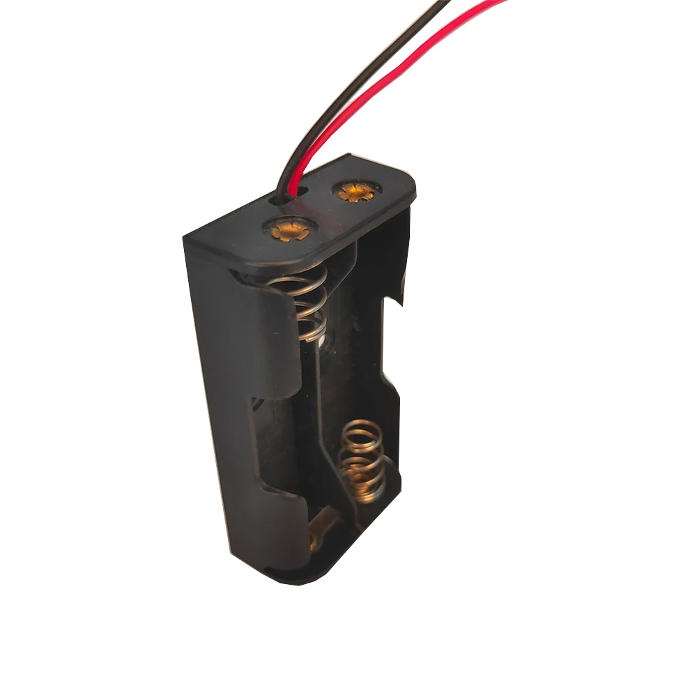 Battery Storage Box Case 2 Slot Way Channel DIY Batteries Clip Holder Container Black Plastic With Wire Lead Pin | Компьютеры и офис