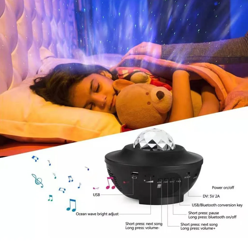 

DJ KTV Laser Starry Sky Projector Star Night Light Projection 60 Pattern Ocean Wave Lights 360 Degree Rotation Night Lamp