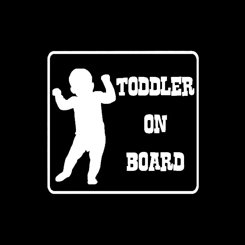 Turienzo 13.5CM*12.8CM TODDLER ON BOARD Dancing Vinyl Car Decal Fun Bumper Sticker Black/White CT-237 | Автомобили и мотоциклы