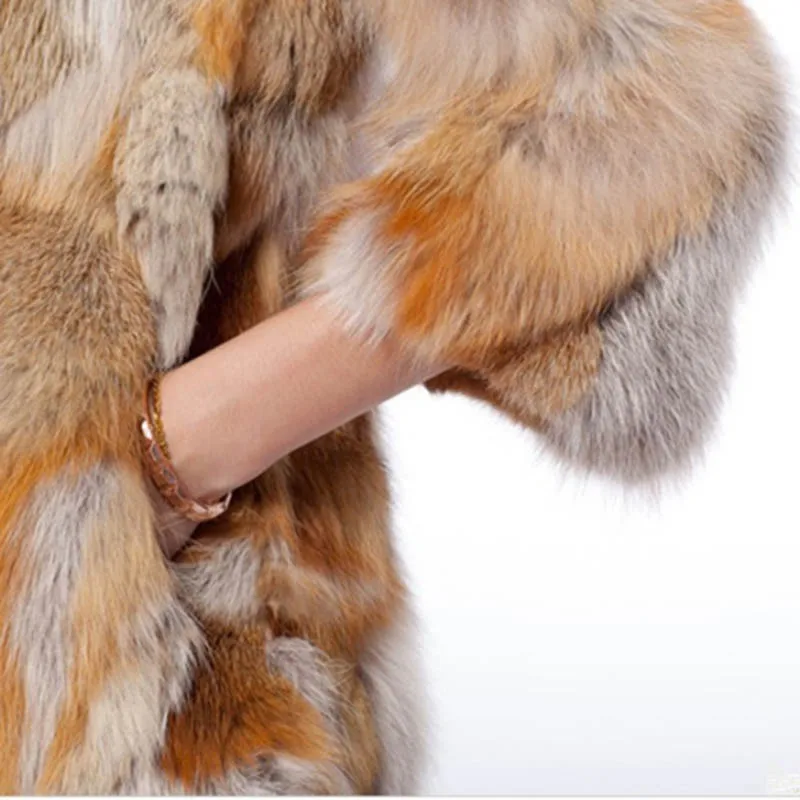 New true natural authentic natural long section fox fur coat women's luxury fox fur coat winter fur jacket enlarge
