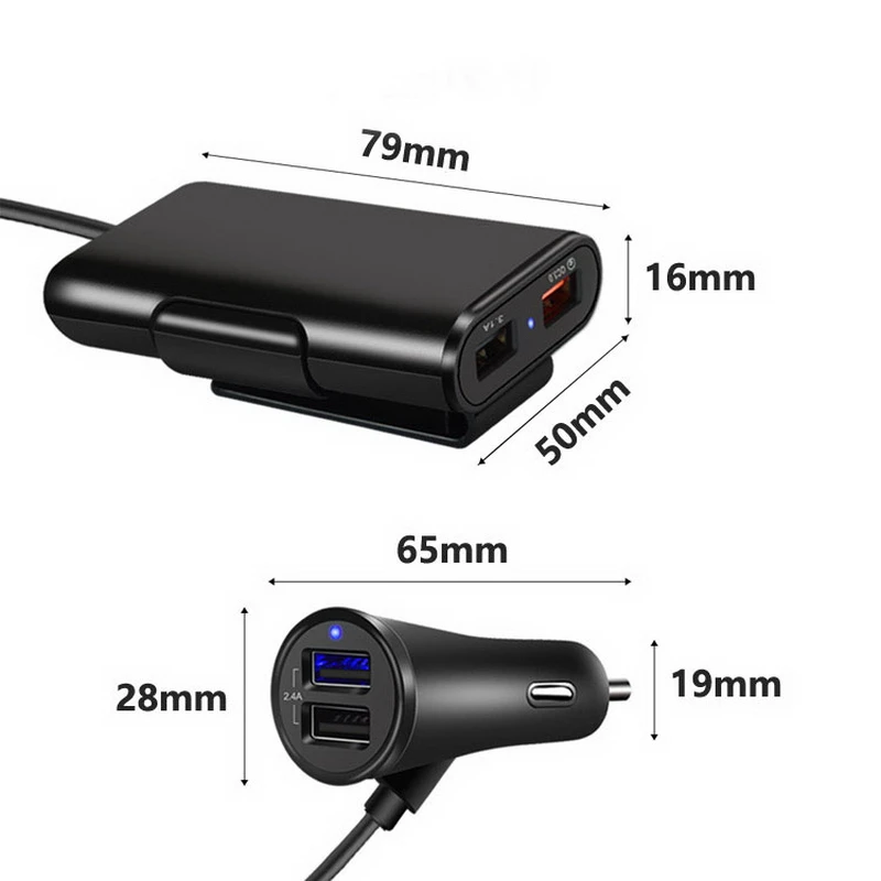 4 порта QC3.0 + 2.4A 3.1A USB Автомобильное зарядное устройство Универсальный Быстрый