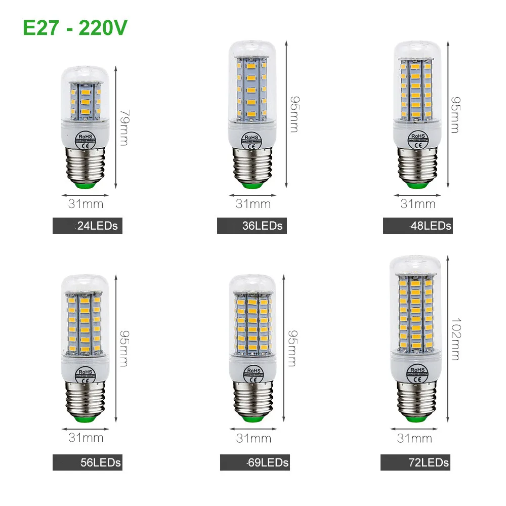 ANBLUB E27 светодиодный светильник E14 светодиодный кукурузная лампа SMD 5730 220 В 24 36 48 56 69 72 светодиодный s люстры лампы в форме свечи светильник для дома светильник ing украшения