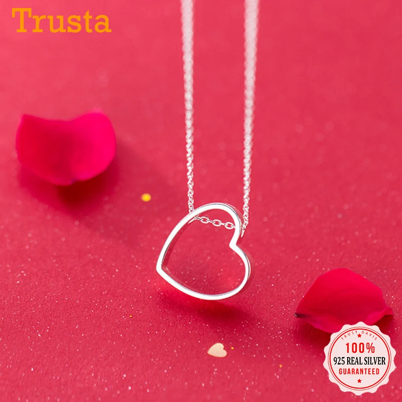 

TrustDavis, Настоящее серебро 925 пробы, модное романтическое сердце, кулон, колье, ожерелье для женщин, свадебное, изящное, S925, ювелирное изделие, ...