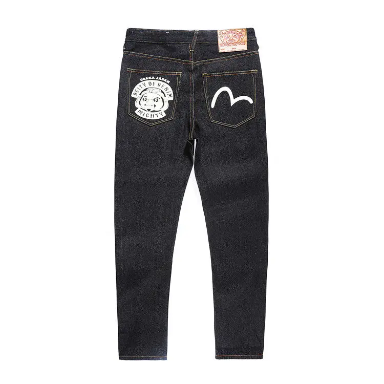 Evisu, новинка, повседневные, мужские, дышащие, высокое качество, джинсы, теплые, мужские, бренд, вышивка, прямые, с принтом, мужские брюки, четыре сезона