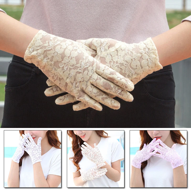 

1Pair Fashion Women Lady Lace Party Sexy Dressy Gloves Summer Full Finger Sunscreen Gloves for Girls Mittens