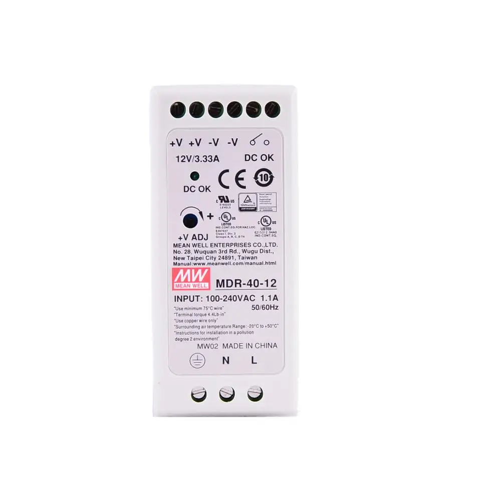 Оригинальный Mean Well MDR-40-12 DC 12 в 3 33 а 40 вт meanwell блок питания промышленной DIN-рейки с