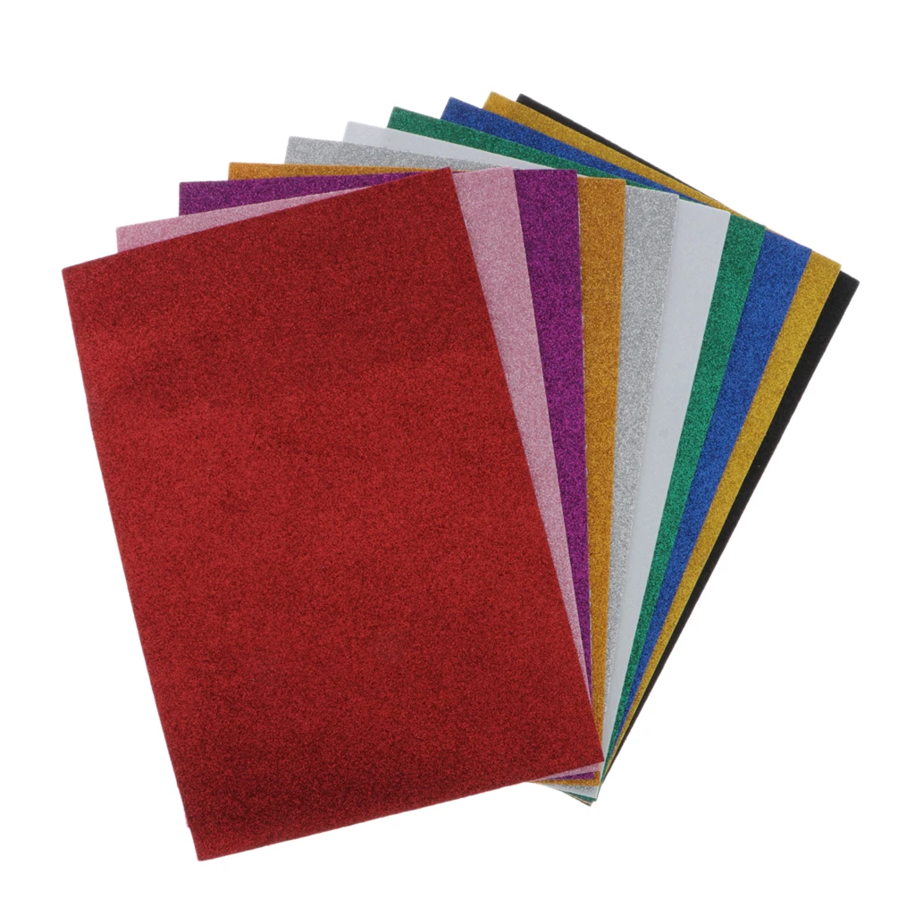 

10pcs EVA Glitter Craft Foam Sheets Handicraft Sponge Paper For Arts DIY Sticky