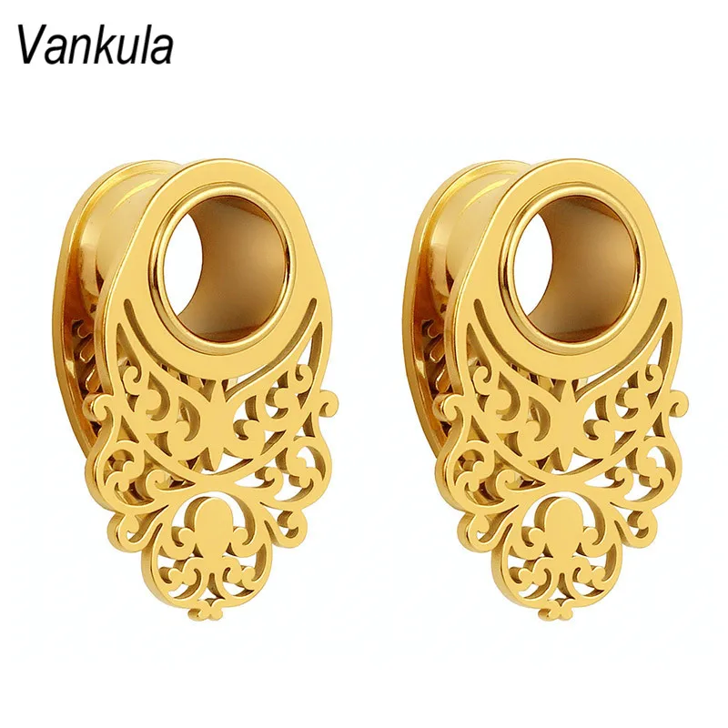 Vankula 2 шт. Новое поступление модные беруши туннель 316L Нержавеющая сталь ювелирные украшения для пирсинга расширители ушей - Окраска металла: gold