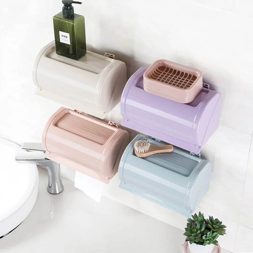 

1PC Toilet Free Punching Tissue Box Waterproof Paper Roll Holder Wall-mounted Bathroom Paper Towel Holder Tissue Organizer