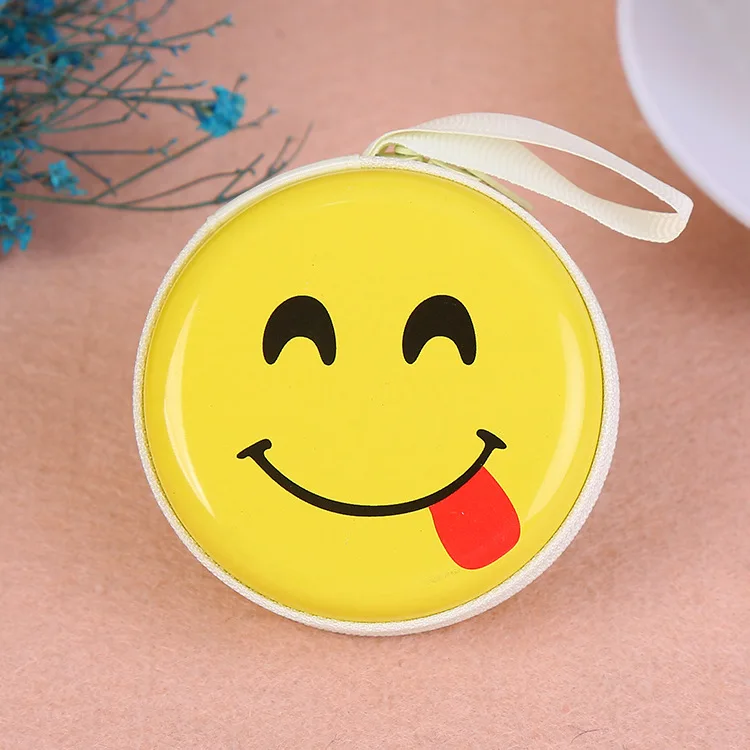 

Ladies coin purse cute cartoon smiley face expression mini coin purse key case zipper girl coin purse USB cable earphone bag