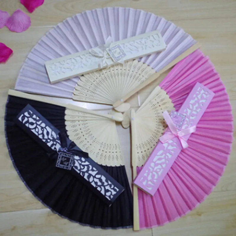 Складной ручной вентилятор Элегантный свадебный лазер с подарочной коробкой