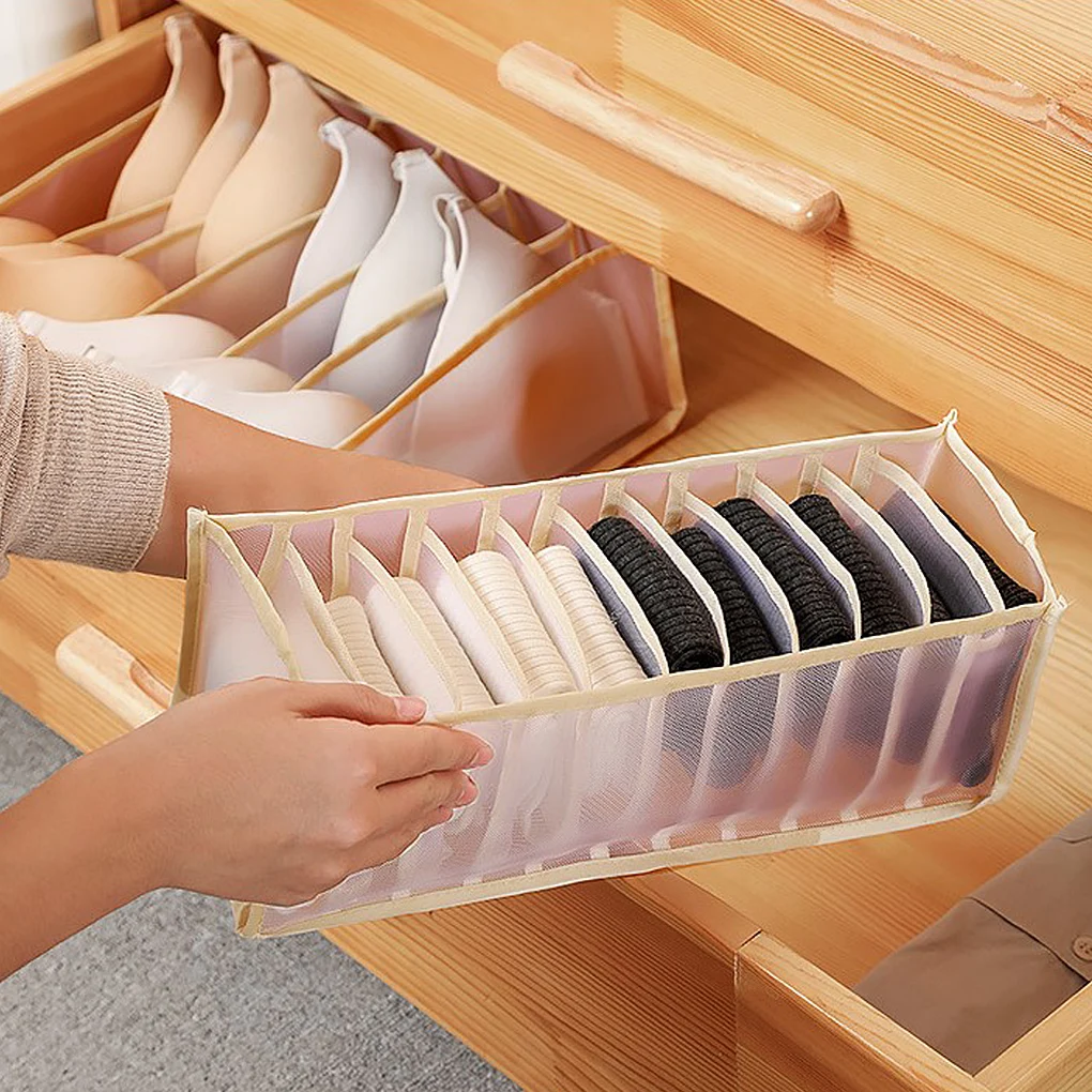 

Dormitory closet organizer for socks home separated underwear storage box 7 grids bra organizer foldable drawer organizer