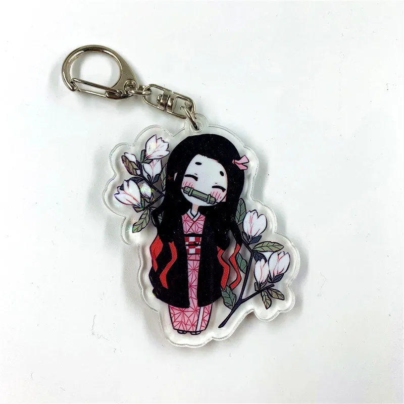 Светло-розовый Аниме Demon Slayer косплей реквизит брелок для ключей Kamado Tanjirou Kamado Nezuko Agatsuma Zenitsu Kimetsu No Yaiba Ключ Пряжка орнамент - Цвет: Светло-розовый