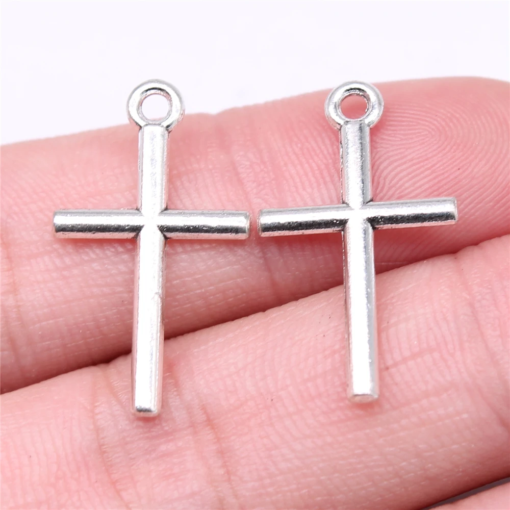 

40pcs Charms 26x15mm Cross Charms Pendant Antique Silver Plated For Jewelry Making DIY Jewelry Findings