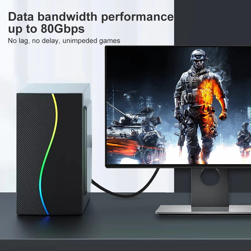 Новый настоящий кабель DisplayPort 2 0 высокоскоростной 16K @ 60Hz 4K 165Hz 80 Гбит/с HDR 3D DP