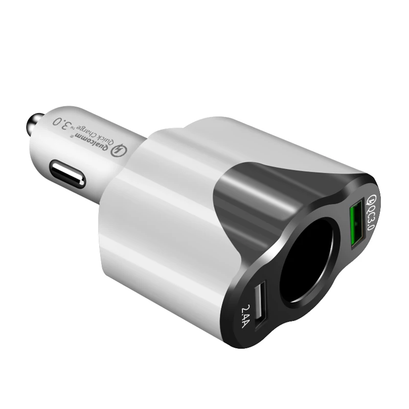 Быстрая зарядка мульти-Функция Автомобильная зажигалка 2 Порты usb для автомобиля смартфон AS99 - Цвет: Grey