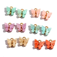 12pcs cute bling acrylic butterfly jewelry alloy multicolor insect charm jewelry accessories for diy handmade earrings necklaces