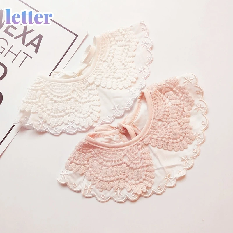 

INS Europe US Style Round Baby Bibs Cotton Lace Slobber Burp Cloths Princess Fake Collar White Pink Infant Baby Care Feeding Use