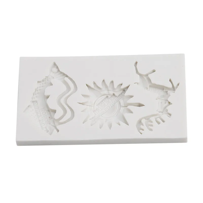 Silicone 3D DIY Unicorn Lion Dragon Wolf Reindeer Fish Sun Bird Form Halloween Cake Mold Decorating Tools Stencil Templates | Дом и сад