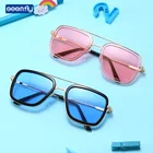 Очки солнцезащитные Seemfly для мальчиков и девочек, стильные ретро модные металлические солнечные очки с двойным лучом для уличной фотосъемки