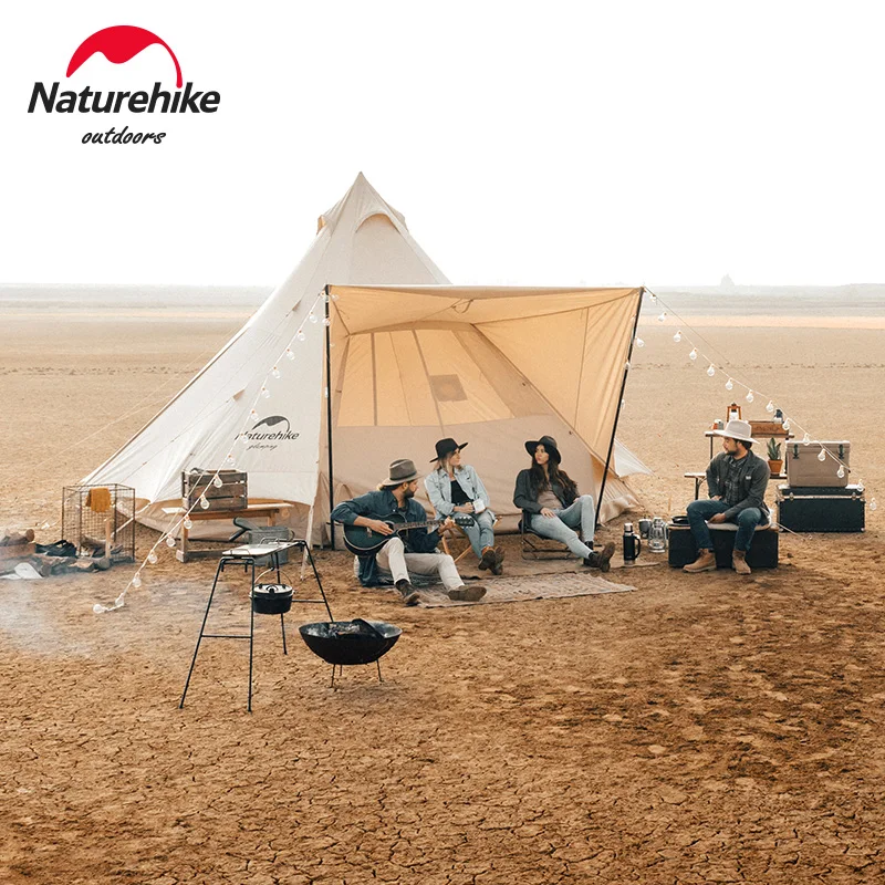 Verkaufen Naturehike Brighten20 Zelt Baumwolle Tuch 20 ㎡ Große Pyramide Zelt 3-4 Person Outdoor Winddicht Verdickt Camping Zelt Familie Picknick